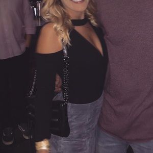 Black ribbed bodysuit